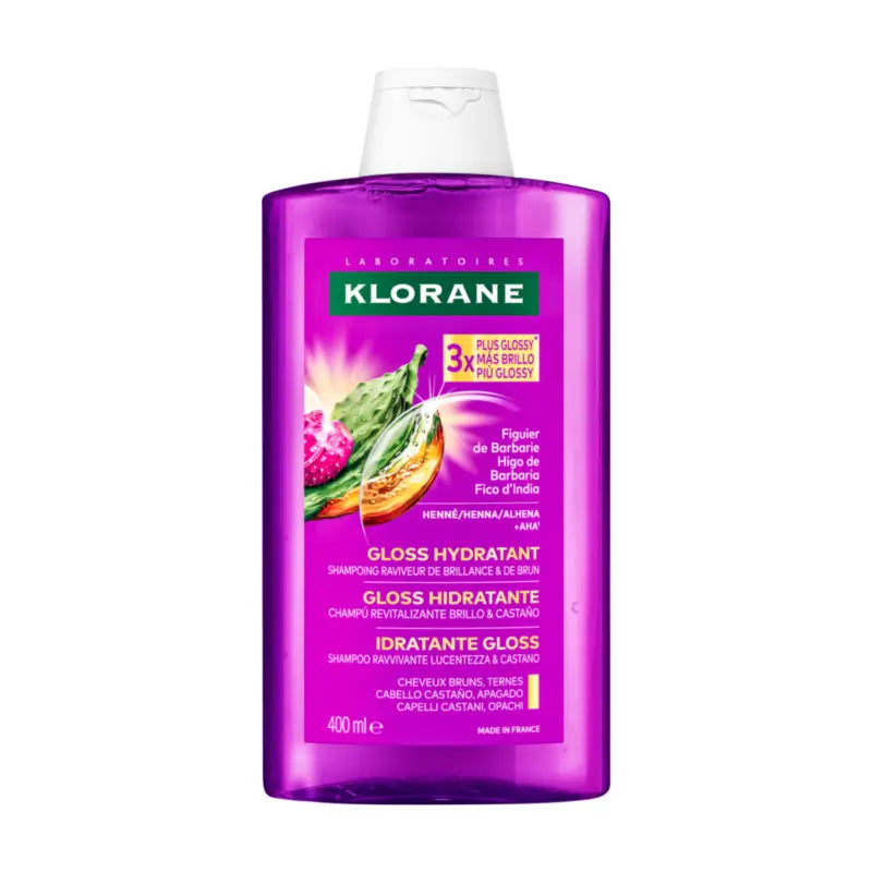 Klorane Gloss Hydratant : shampooing raviveur de brillance et de nuances châtain, 400 ml