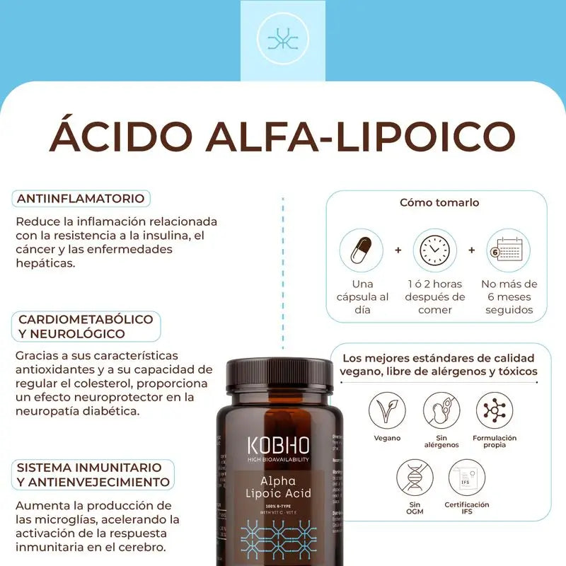 Kobho Labs Supplément d'acide alpha-lipoïque, 60 gélules