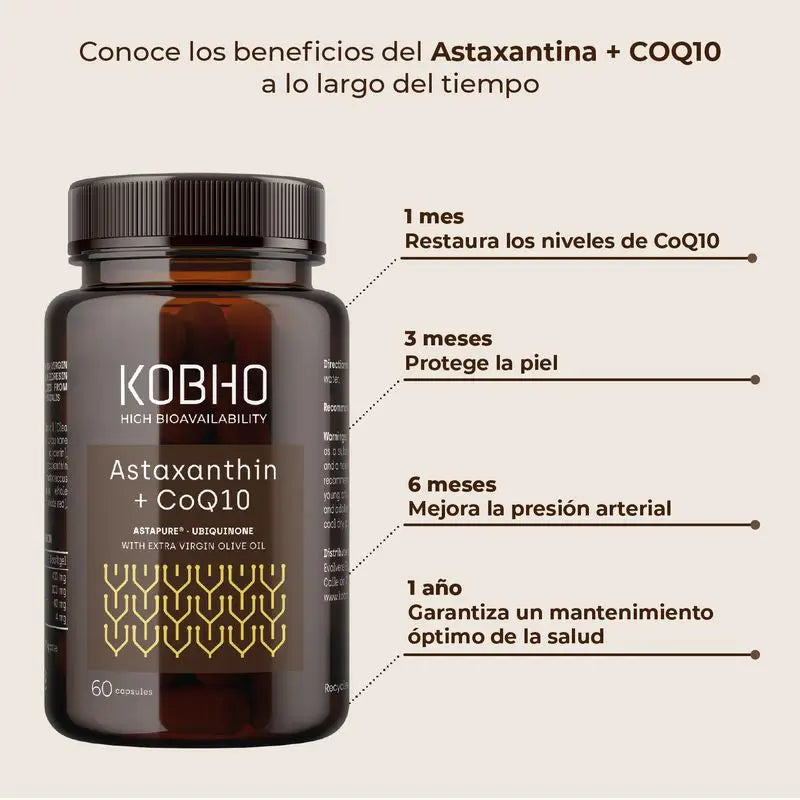 Kobho Labs Supplément Astaxanthine + Coenzyme Q10, 60 gélules