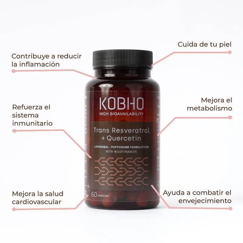Kobho Labs Supplément Trans Resveratrol + Quercétine, 60 gélules