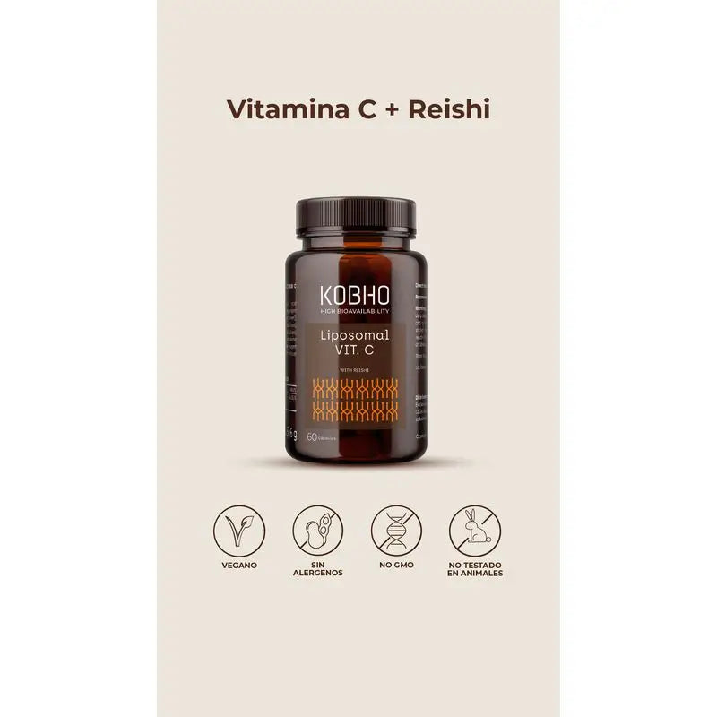 Kobho Labs Supplément de vitamine C liposomale + Reishi, 60 gélules