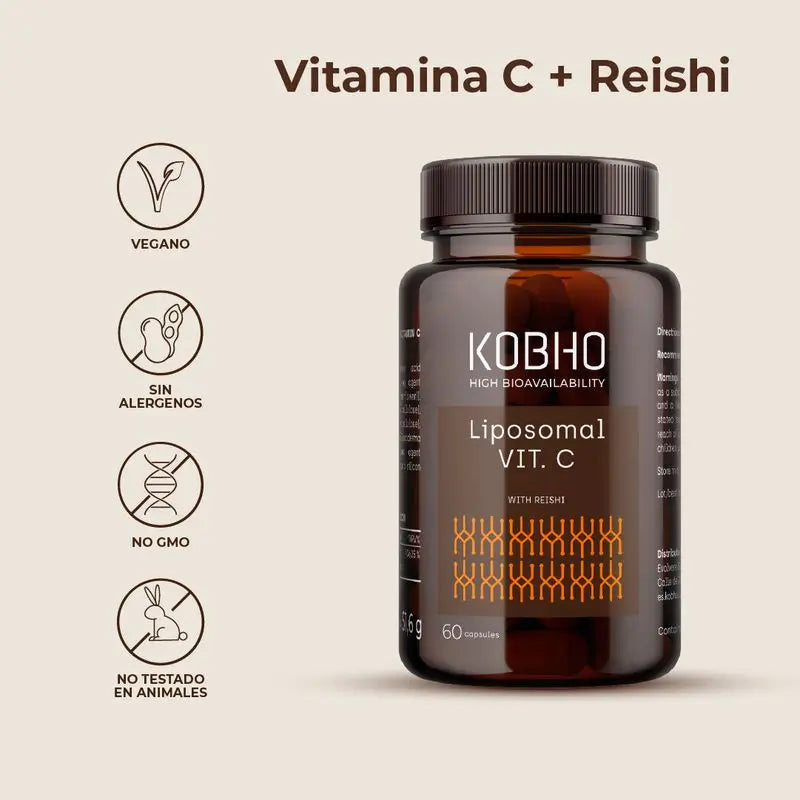 Kobho Labs Supplément de vitamine C liposomale + Reishi, 60 gélules
