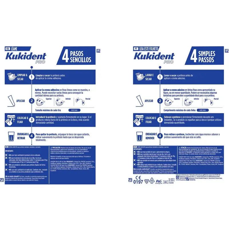 Kukident Duplo Pro Crème adhésive complète pour prothèses dentaires, neutre 2x70 gr