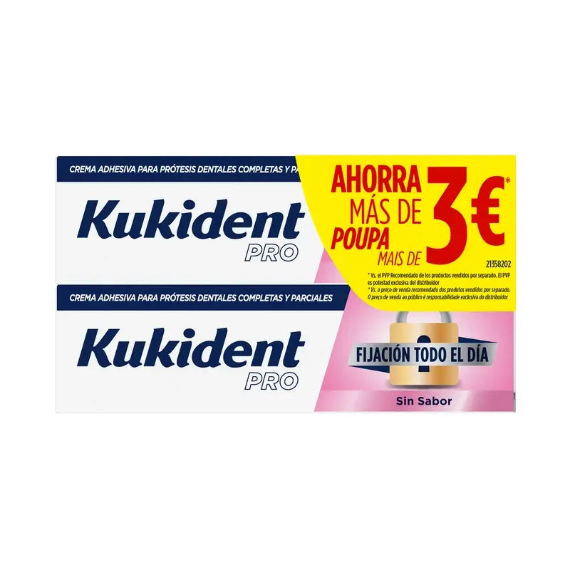 Kukident Pro Flavourless All Day Hold, Savings Pack, 2x47 grams