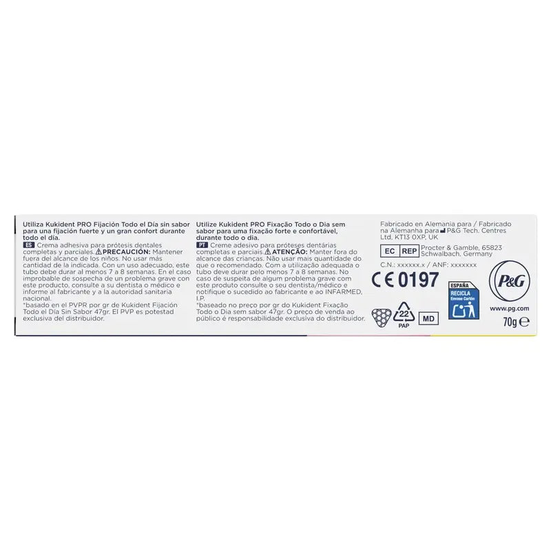 Kukident Triplo Pro Crème adhésive complète pour prothèses dentaires, neutre 3 x 70 Gr