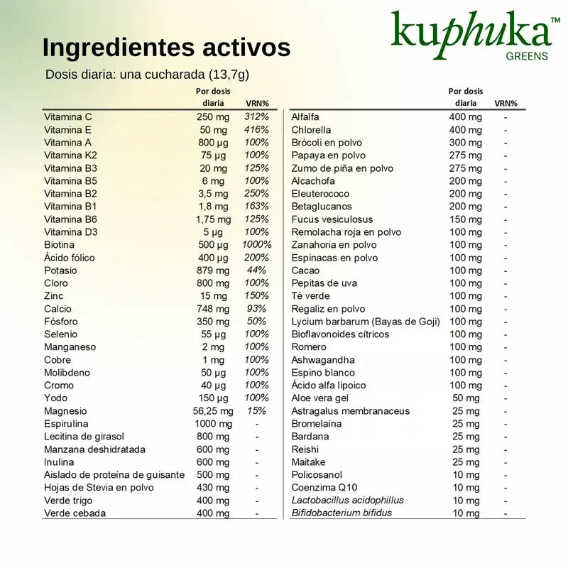 Supplément nutritionnel Kuphuka Greens 100% naturel et holistique Pomme et Vanille, 411 grammes