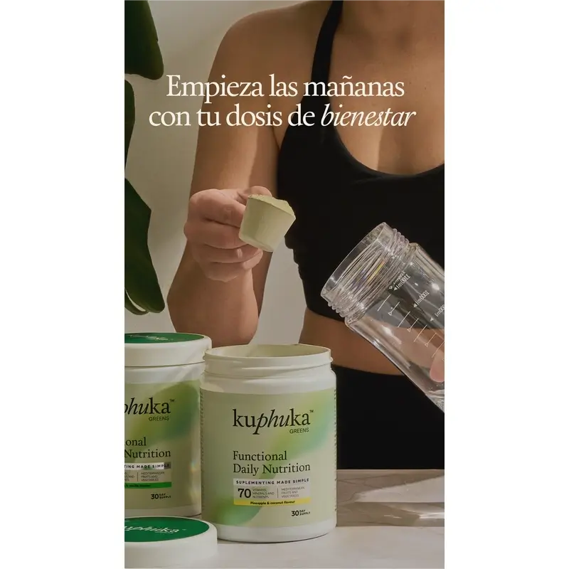 Supplément nutritionnel Kuphuka Greens 100% naturel et holistique Ananas et noix de coco, 411 grammes