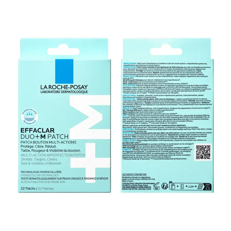 La Roche-Posay Effaclar Duo+M Invisible Patches Anti-Imperfections & Anti-Blemish , 22 unités