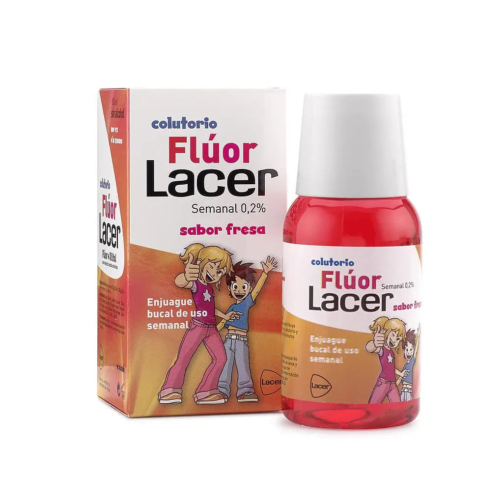 Lacer Fluoride Strawberry Flavour Weekly Mouthwash, 100 ml