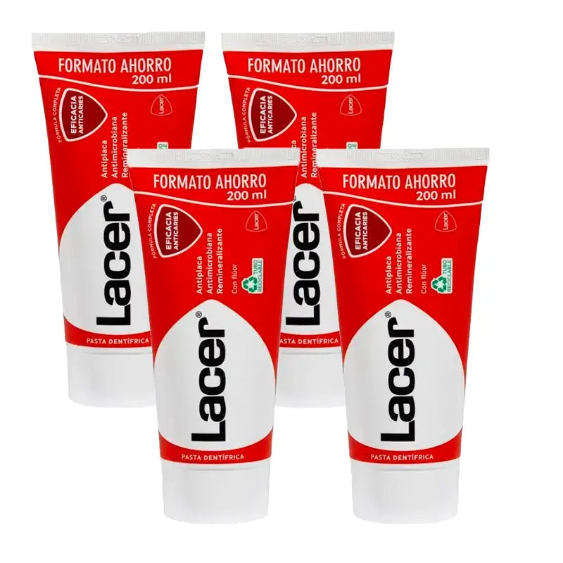 Dentifrice Lacer, paquet de 4 x 200 ml