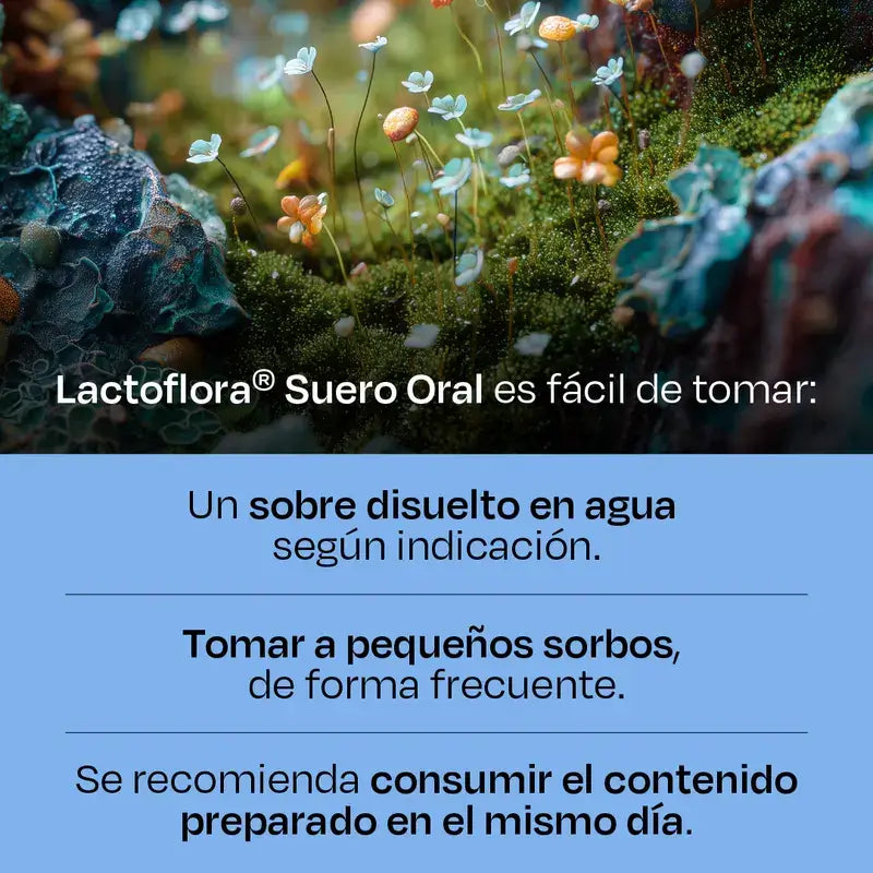 Lactoflora Sérum oral avec probiotiques, prébiotiques et sels minéraux Goût orange, 6 sachets