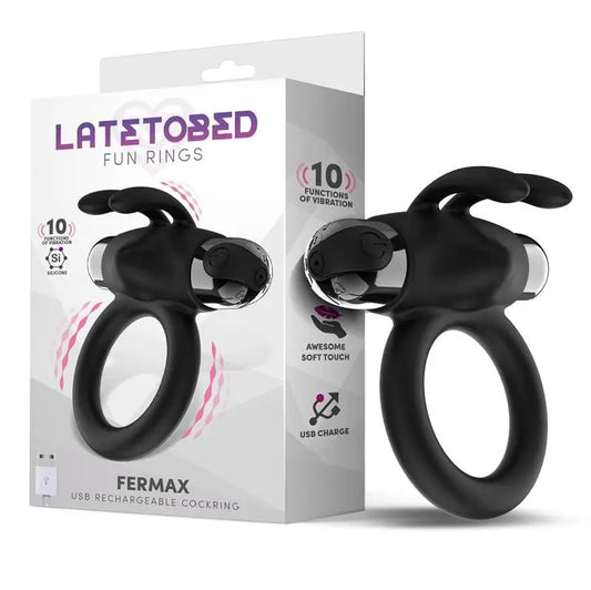 Latetobed Vibrating Ring With Bunny Usb Silicone Black