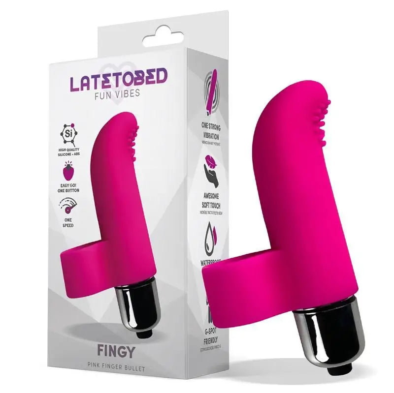 Latetobed Pink Silicone Finger Vibrating Finger Bullet