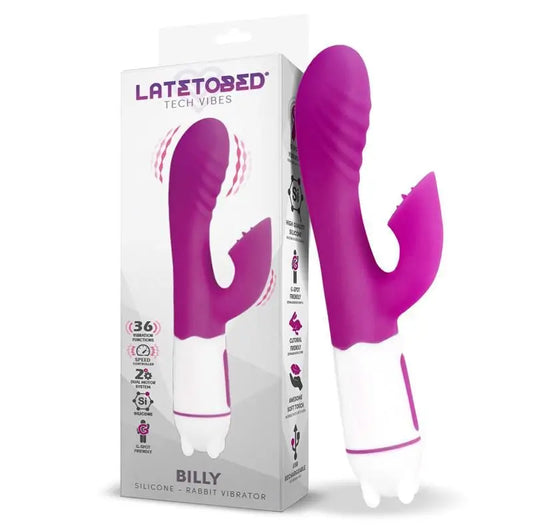 Latetobed Billy Vibrator Usb 36 Functions Silicone Purple