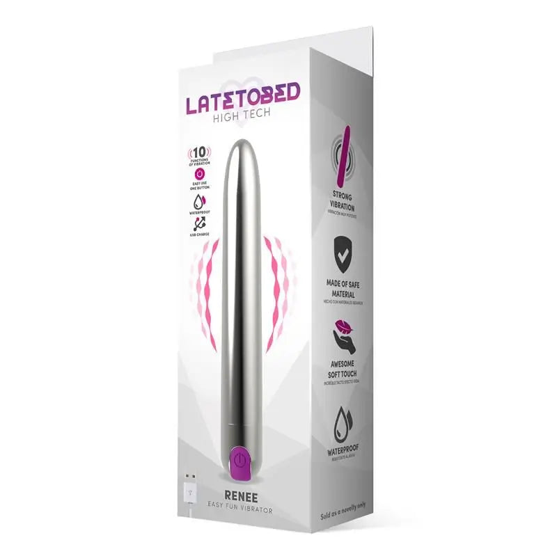 Latetobed Vibrator 10 Functions 18,5 Cm Usb Silver