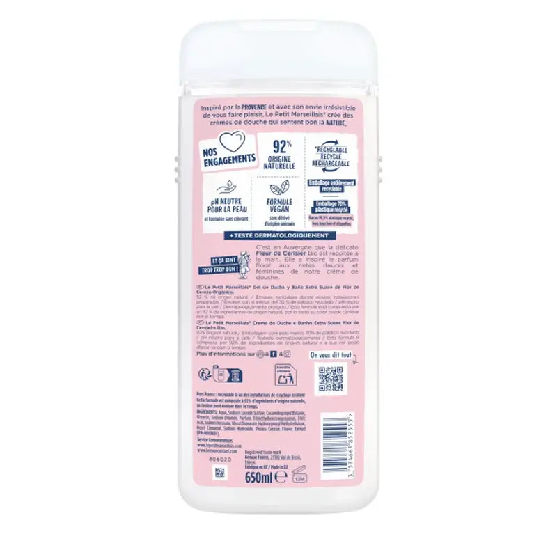 Le Petit Marseillais, Crème de douche extra-douce à la fleur de cerisier bio, 650 ml
