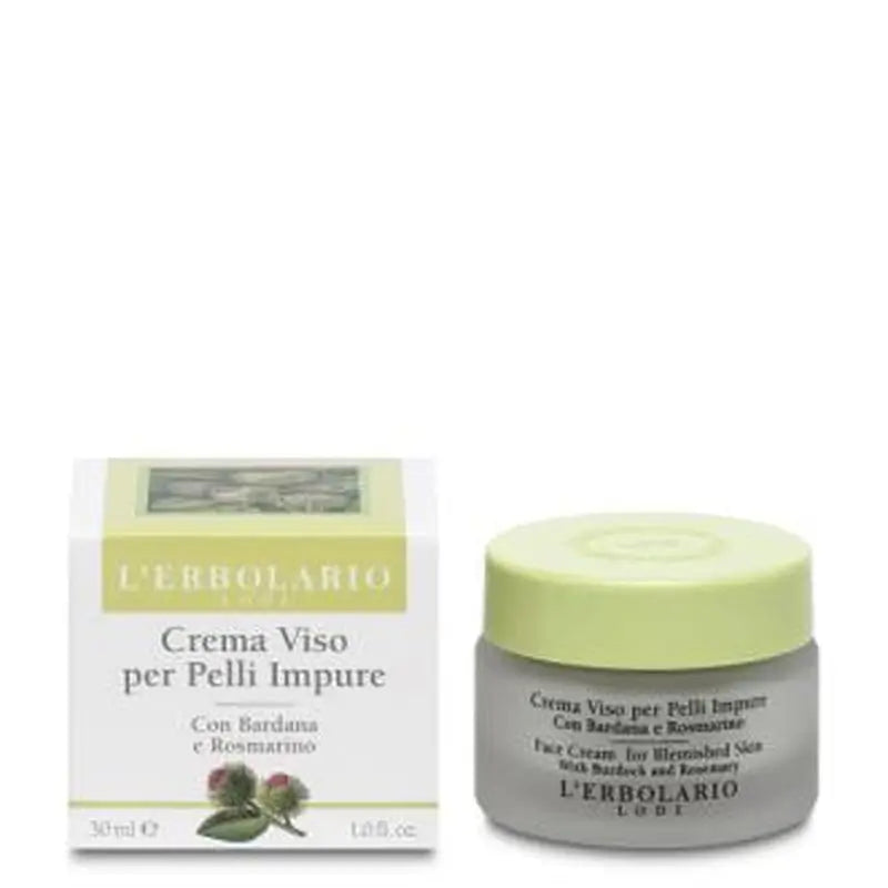 L'Erbolario Facial Cream Burdock Rosemary Impure Skin 30Ml.
