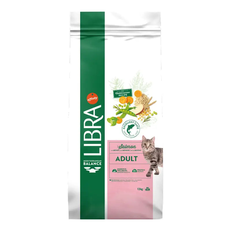 Aliment pour chats « Libra », au saumon, gamme Premium, 12 kg