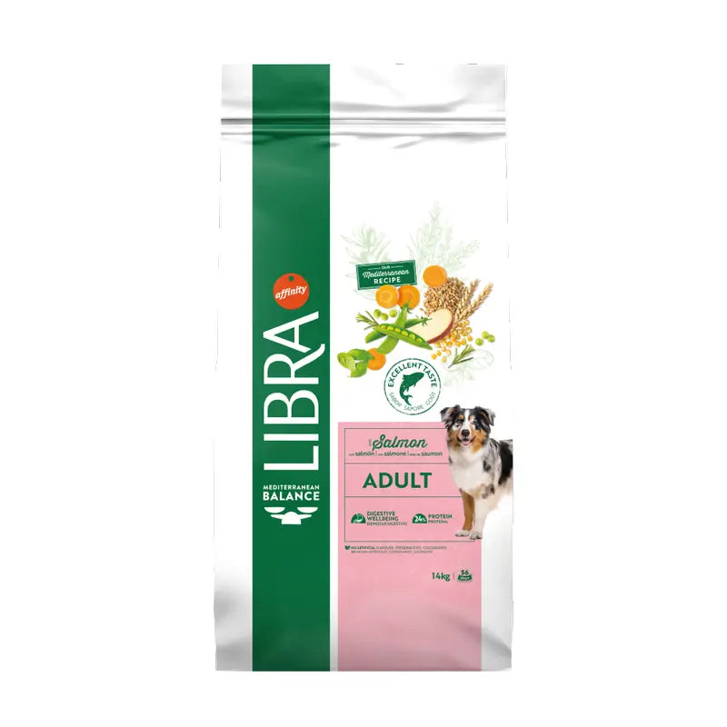 Aliment pour chiens « Libra », au saumon, gamme Premium, 14 kg