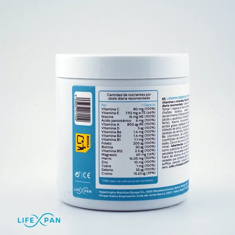 Lifexpan Optimal Vitamines et Minéraux Essentiels, 100 gélules