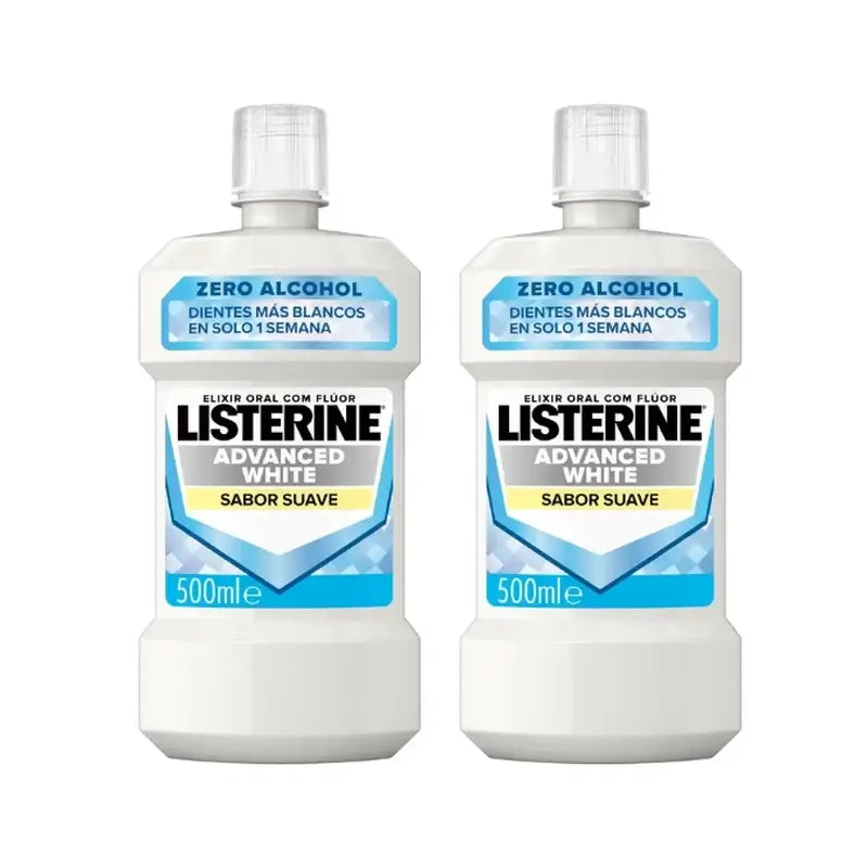 Rince-bouche Listerine Duplo, Advanced Whitening, sans alcool, menthe douce, 2 x 500 ml