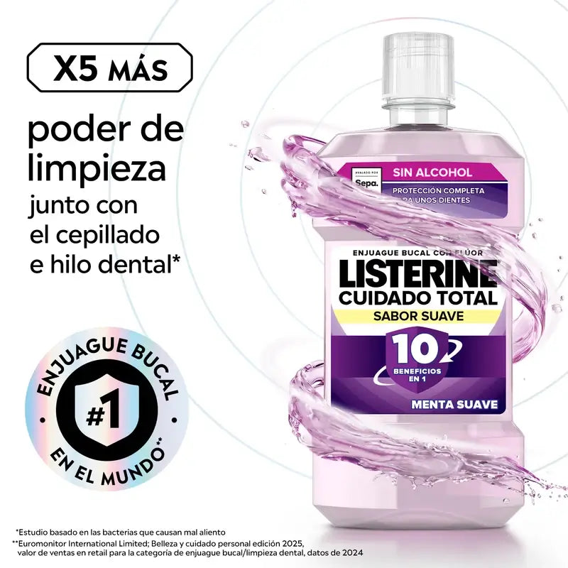 Listerine Duplo Total Care Rince-bouche Saveur douce, 2 x 500 ml