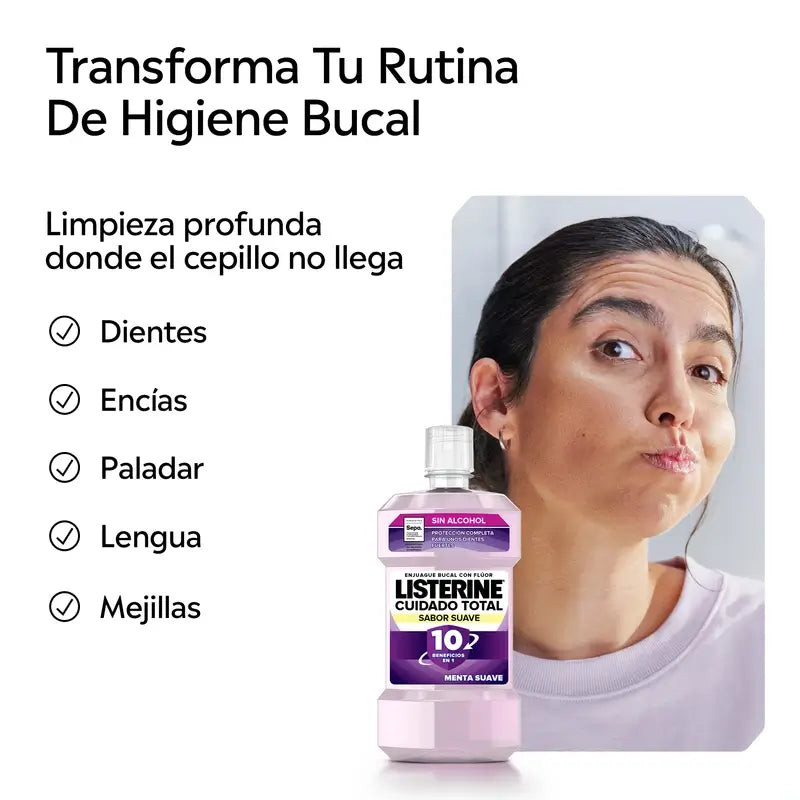 Listerine Duplo Total Care Rince-bouche Saveur douce, 2 x 500 ml