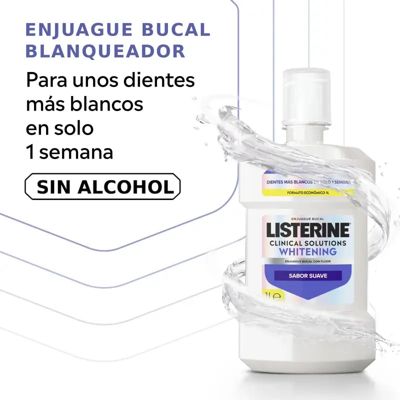 Rince-bouche Listerine, Advanced White avec blanchisseur, saveur menthe douce, sans alcool 2 X 1000ml Pack