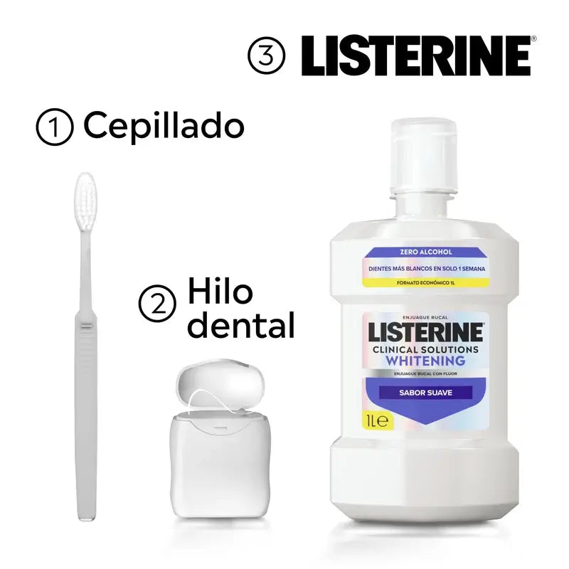 Rince-bouche Listerine, Advanced White avec blanchisseur, saveur menthe douce, sans alcool 2 X 1000ml Pack