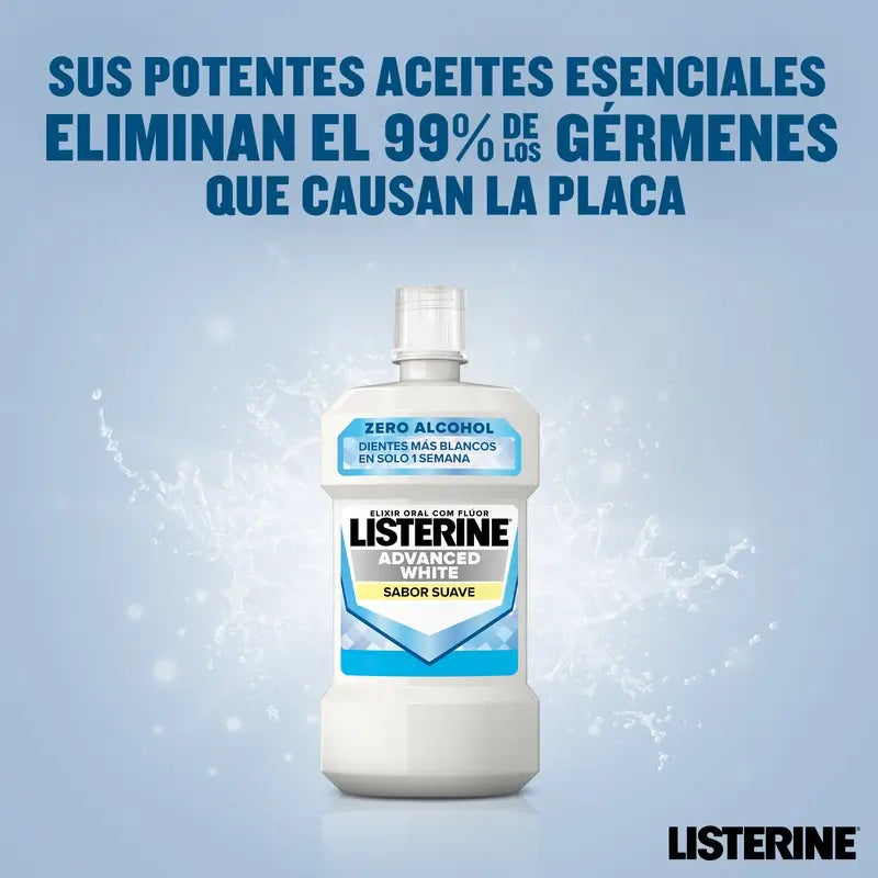 Rince-bouche Listerine, Advanced Whitening, sans alcool, menthe douce, 500ml