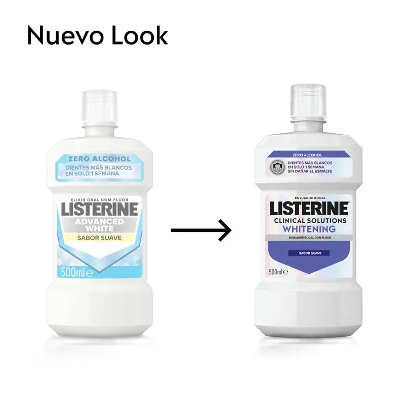 Rince-bouche Listerine, Advanced Whitening, sans alcool, menthe douce, 500ml