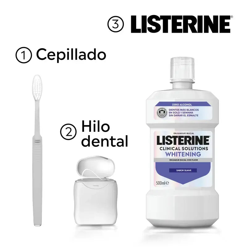 Rince-bouche Listerine, Advanced Whitening, sans alcool, menthe douce, 500ml