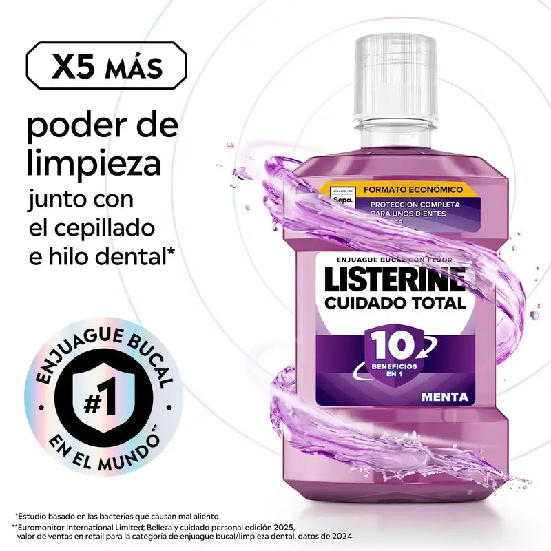 Rince-bouche Listerine Total Care Saveur Menthe, paquet de 2X1L