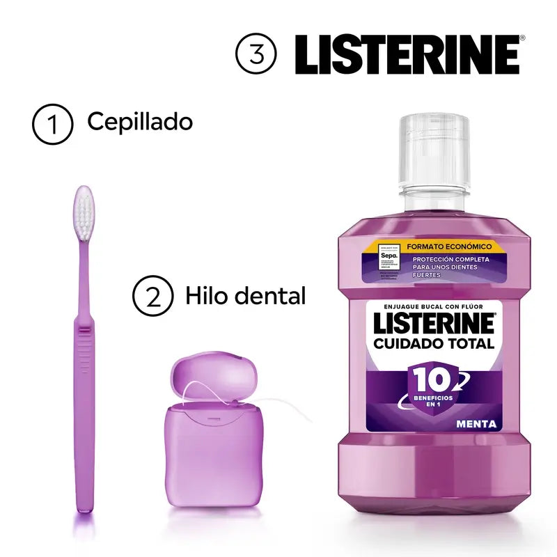 Rince-bouche Listerine Total Care Saveur Menthe, paquet de 2X1L