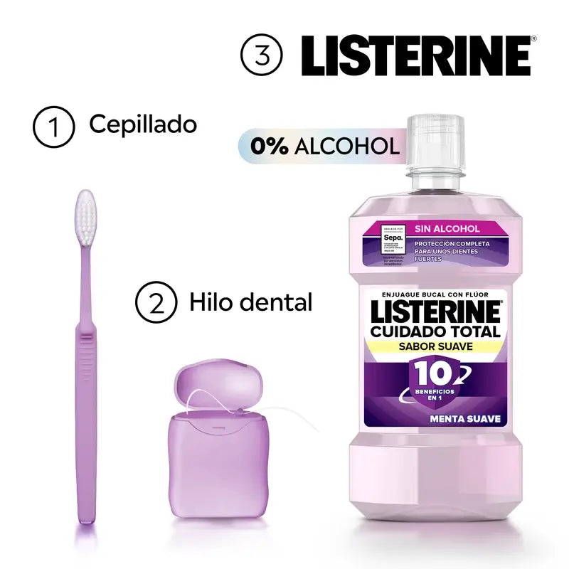 Rince-bouche sans alcool Listerine Total Care Mild Flavour, 500 ml