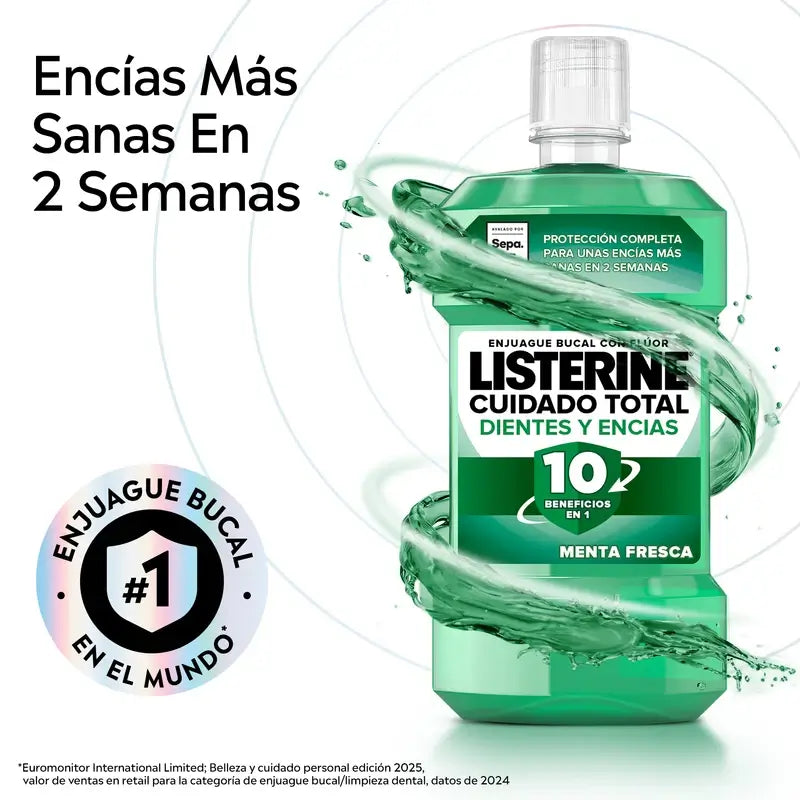 Rince-bouche Listerine pour la protection des dents et des gencives, menthe fraîche, 250 ml