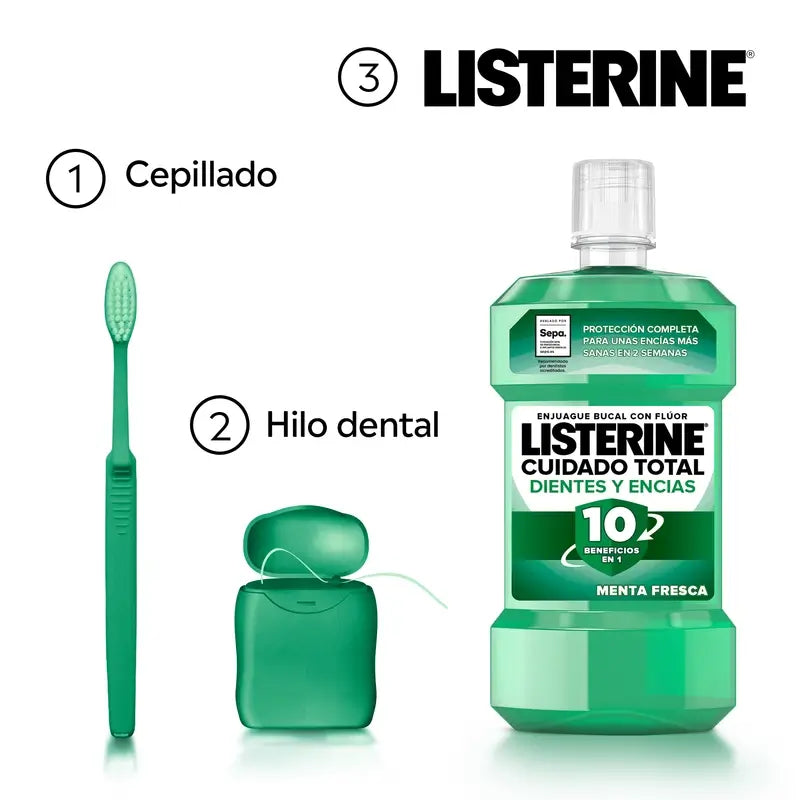Rince-bouche Listerine pour la protection des dents et des gencives, menthe fraîche, 250 ml