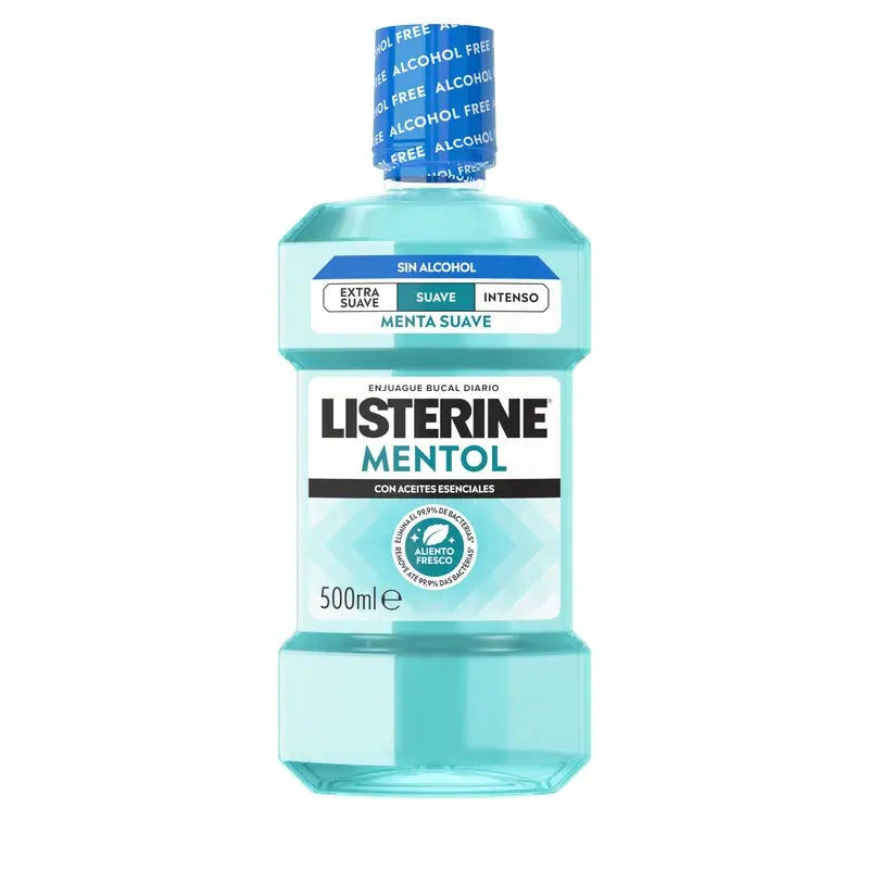 Rince-bouche Listerine, Menthol Doux, Doux, Sans alcool, Usage quotidien, 500ml