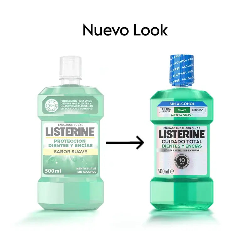 Listerine Bain de bouche sans alcool Protection des dents et des gencives, arôme doux, 500 ml