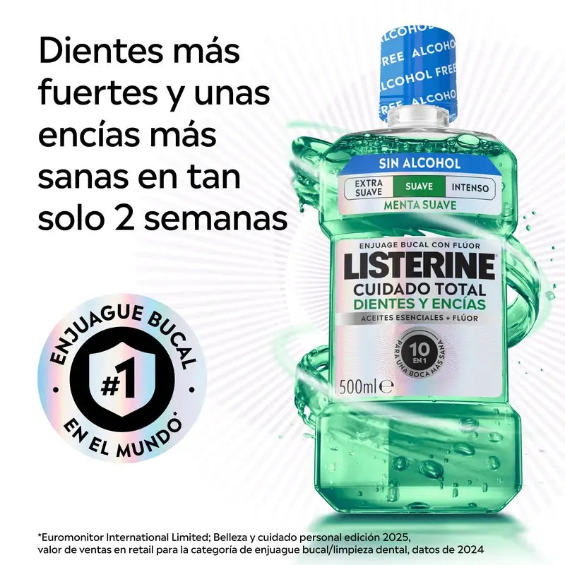 Listerine Bain de bouche sans alcool Protection des dents et des gencives, arôme doux, 500 ml