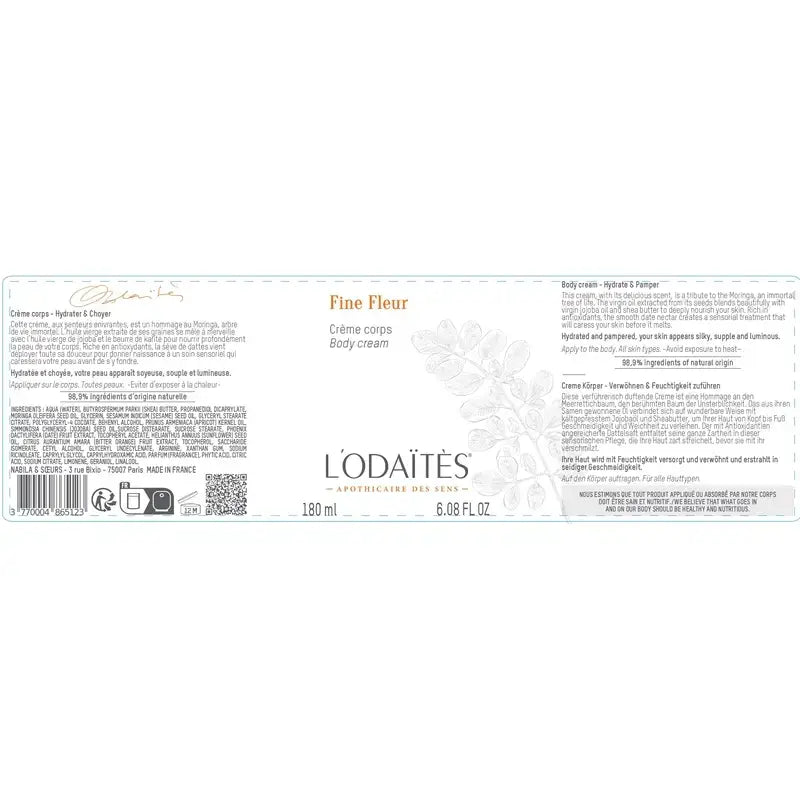 L'Odaïtès Corporal Fine Fleur - Crème pour le corps , 180 ml