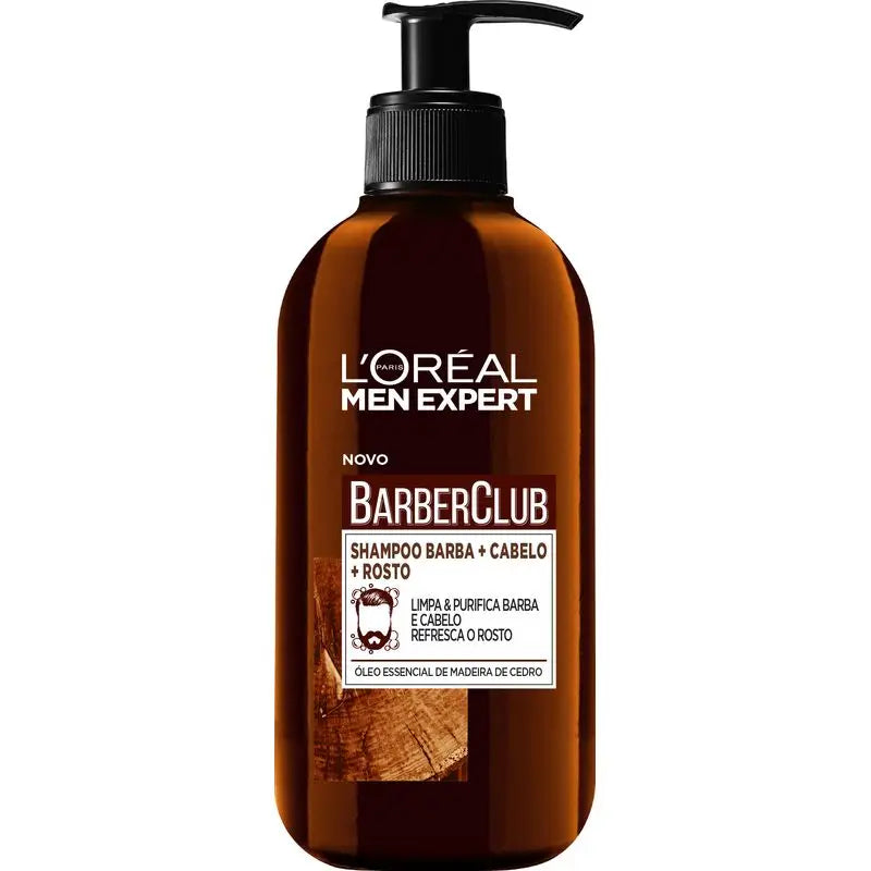 L'Oréal Paris Men Expert Barber Club 3 In 1 Shampooing : Barbe + Cheveux + Visage 200 Ml