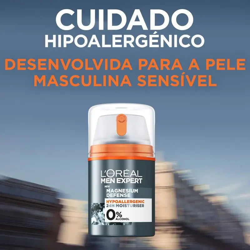 L'Oréal Paris Men Expert Crème Hydratante Hypoallergénique : Magnésium Minéral & Acide Hyaluronique