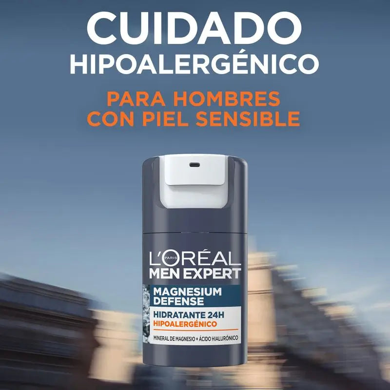 L'Oréal Paris Men Expert Crème Hydratante Hypoallergénique : Magnésium Minéral & Acide Hyaluronique