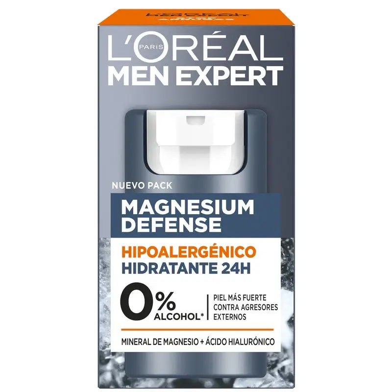 L'Oréal Paris Men Expert Crème Hydratante Hypoallergénique : Magnésium Minéral & Acide Hyaluronique