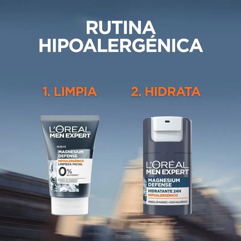 L'Oréal Paris Men Expert Crème Hydratante Hypoallergénique : Magnésium Minéral & Acide Hyaluronique