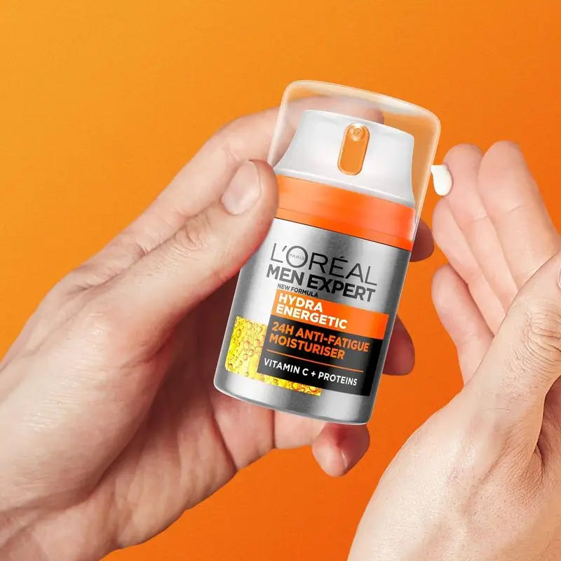 L'Oréal Paris Men Expert Hydra Energetic 24H Anti-Fatigue Crème Hydratante pour Homme à la Vitamine C et aux Protéines - 50 Ml