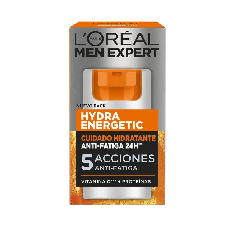 L'Oréal Paris Men Expert Hydra Energetic 24H Anti-Fatigue Crème Hydratante pour Homme à la Vitamine C et aux Protéines - 50 Ml