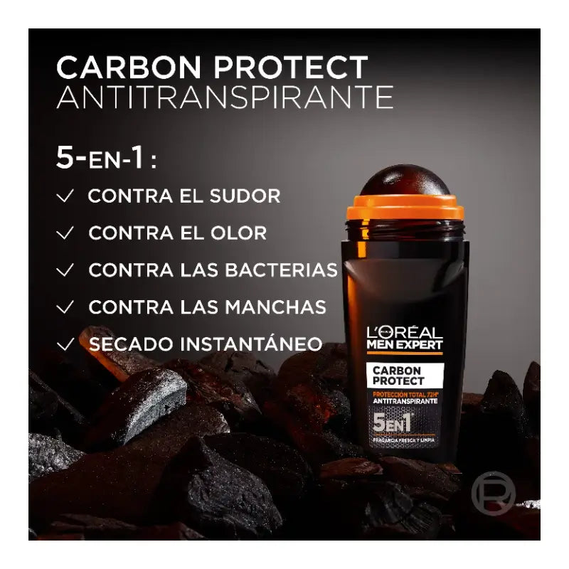 L'Oréal Paris Déodorant Roll-On, Protection Totale 48H, Pour Homme, 50 ml