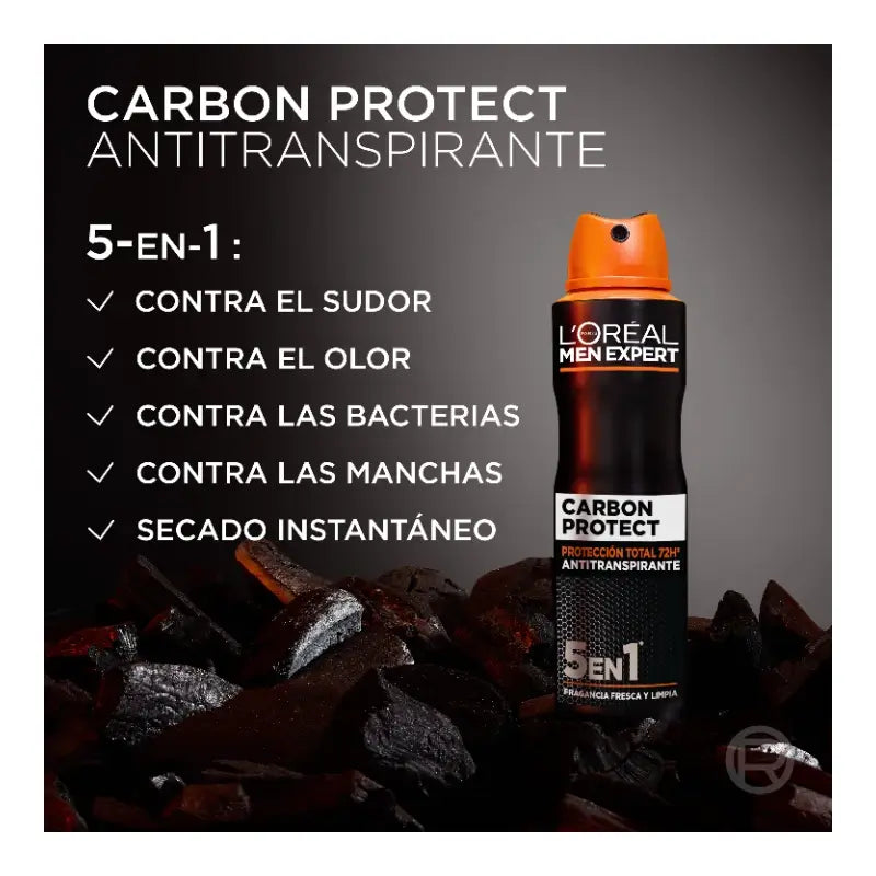 L'Oréal Paris Déodorant Spray, Protection Totale 48H, Pour Homme, 150 ml
